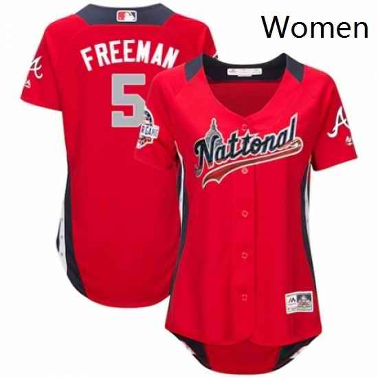 Womens Majestic Atlanta Braves 5 Freddie Freeman Game Red National League 2018 MLB All Star MLB Jersey